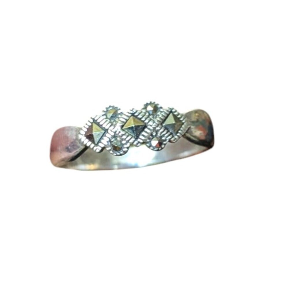 Dainty‎ Marcasite Ring Sterling Silver Minimalist Thin Victorian 925 Estate